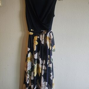 Floral Maxi Dress with Yellow and White Accents
